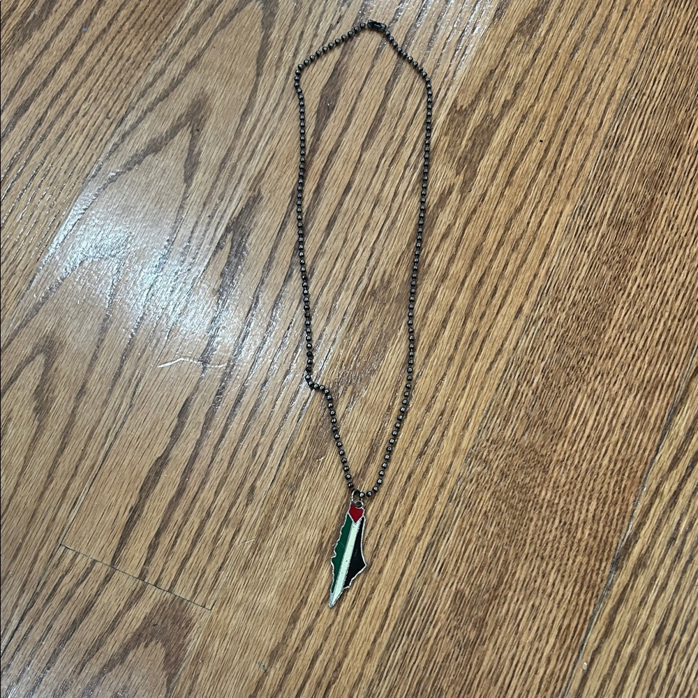 Stylish Black Necklace Palestine with Red and Green Pendant